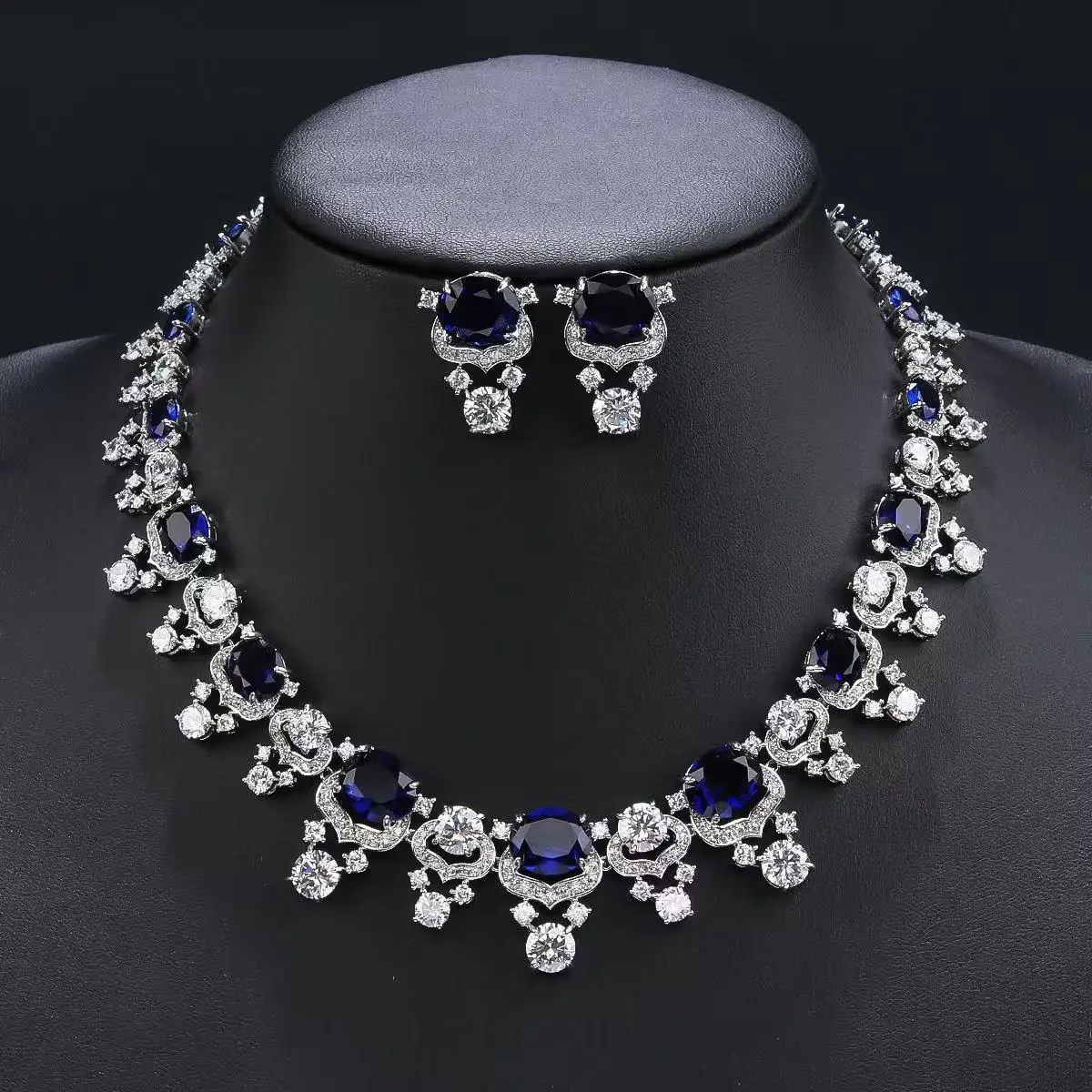 Exquisite luxury women's jewellery zirconia necklace earrings versatile charming set prom graduation party accessories M-362