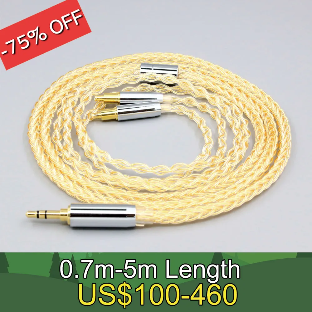 

8 Core 99% 7n Pure Silver 24k Gold Plated Earphone Cable For Audio Technica ATH-ADX5000 ATH-MSR7b 770H 990H A2DC LN008416