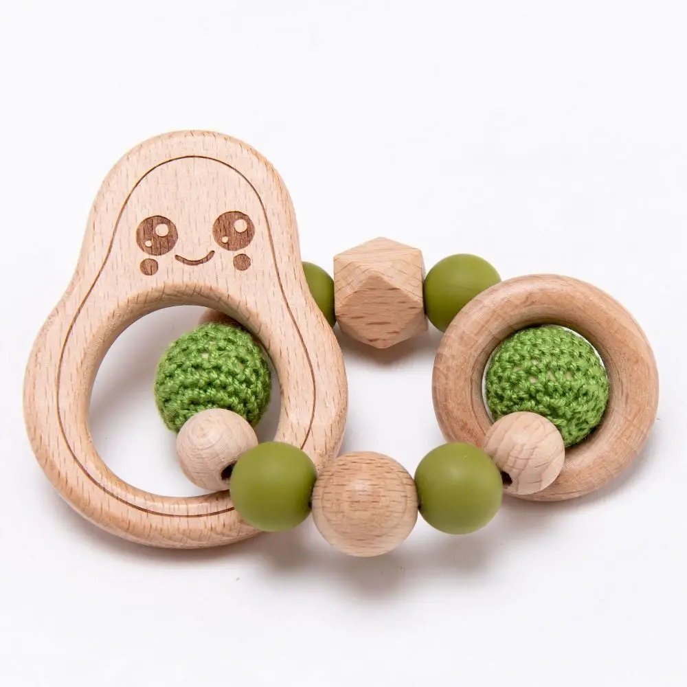 Cute Dummy Clips Pacifier Holder Clips Wood Soother Holder Baby Pacifier Chain Odor Free Avocado Baby Teether Toys Straps Baby