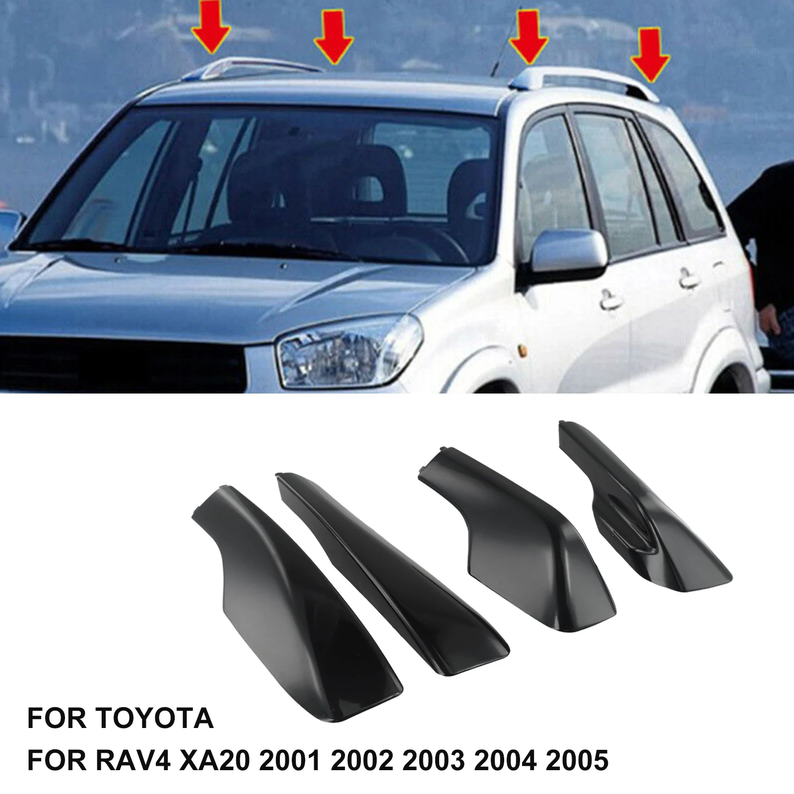 

Roof Rail Roof Rack Car Exterior Accessories ABS Automotives End Cover For TOYOTA For RAV4 2001-2006 Practical