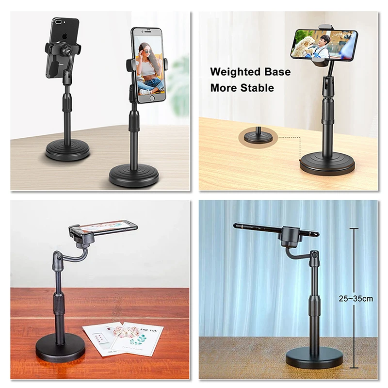 Portable Mobile Phone Holder Tripod Desktop Overhead Shooting Phone Stand Liftable Monopod for HUAWEI iPhone Samsung Universal