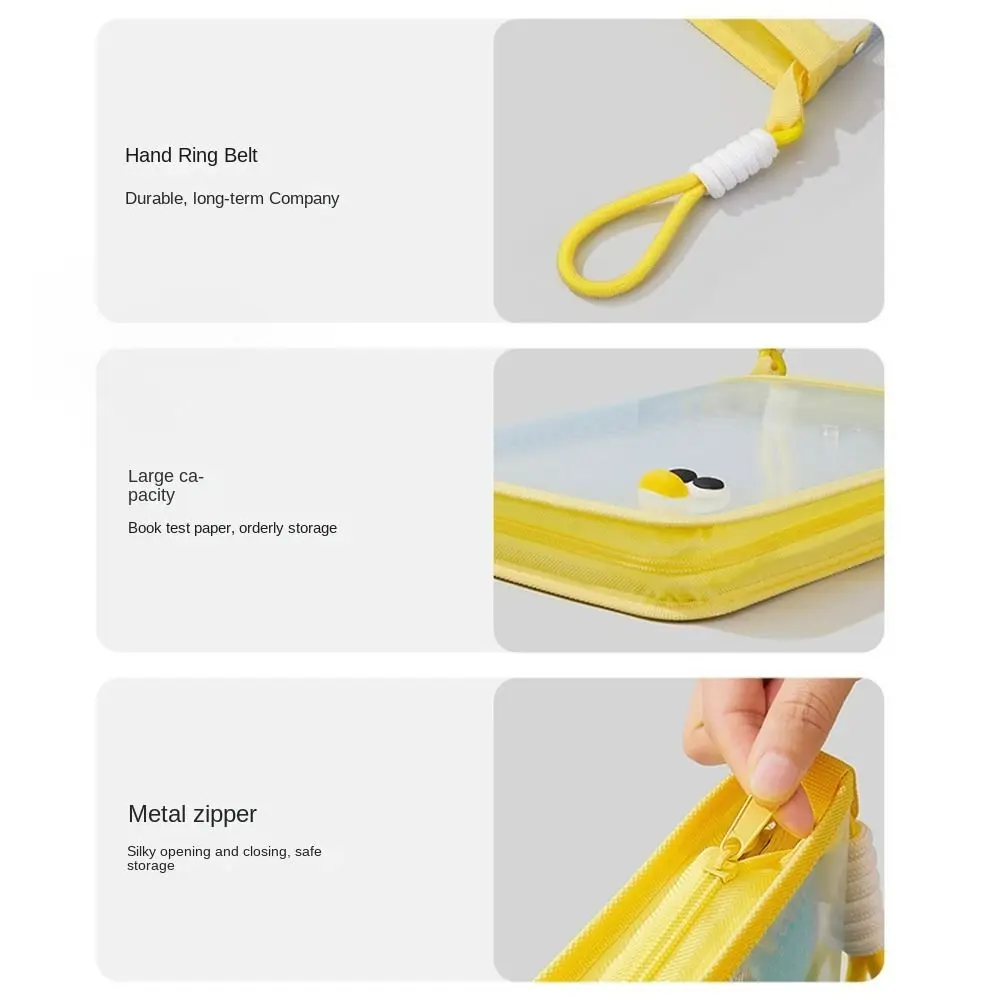 

Multifunctional Test Paper Storage Bag Large Capacity Built-in Clip Board Transparent File Bag Morandi Color Portable