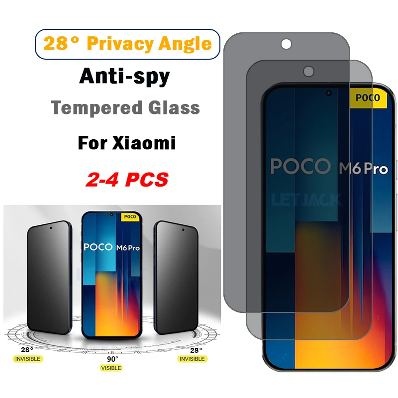 

2-4Piece Anti-spy Tempered Glass for Xiaomi Poco M6 M7 Pro 4G 5G M5 M5S Privacy Screen Protector for Xiaomi 15 14 13 12 11 Lite