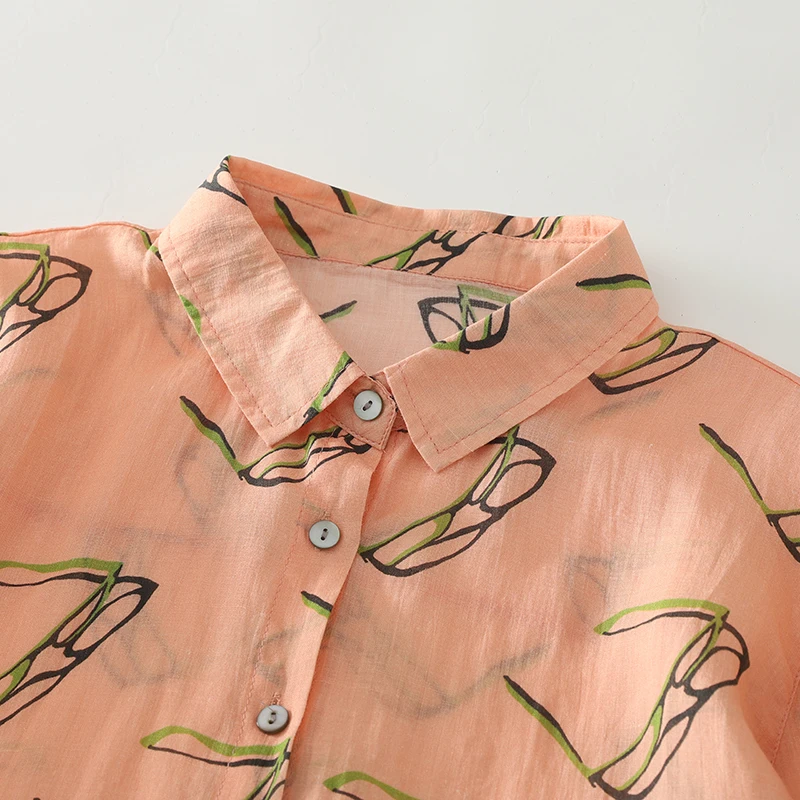 ربيع الخريف جديد طويل Sve مطبوعة القطن الخالص irt جديد الصينية Sle القنب المرأة الأعلى ort Sve بدوره إلى أسفل طوق واحد...