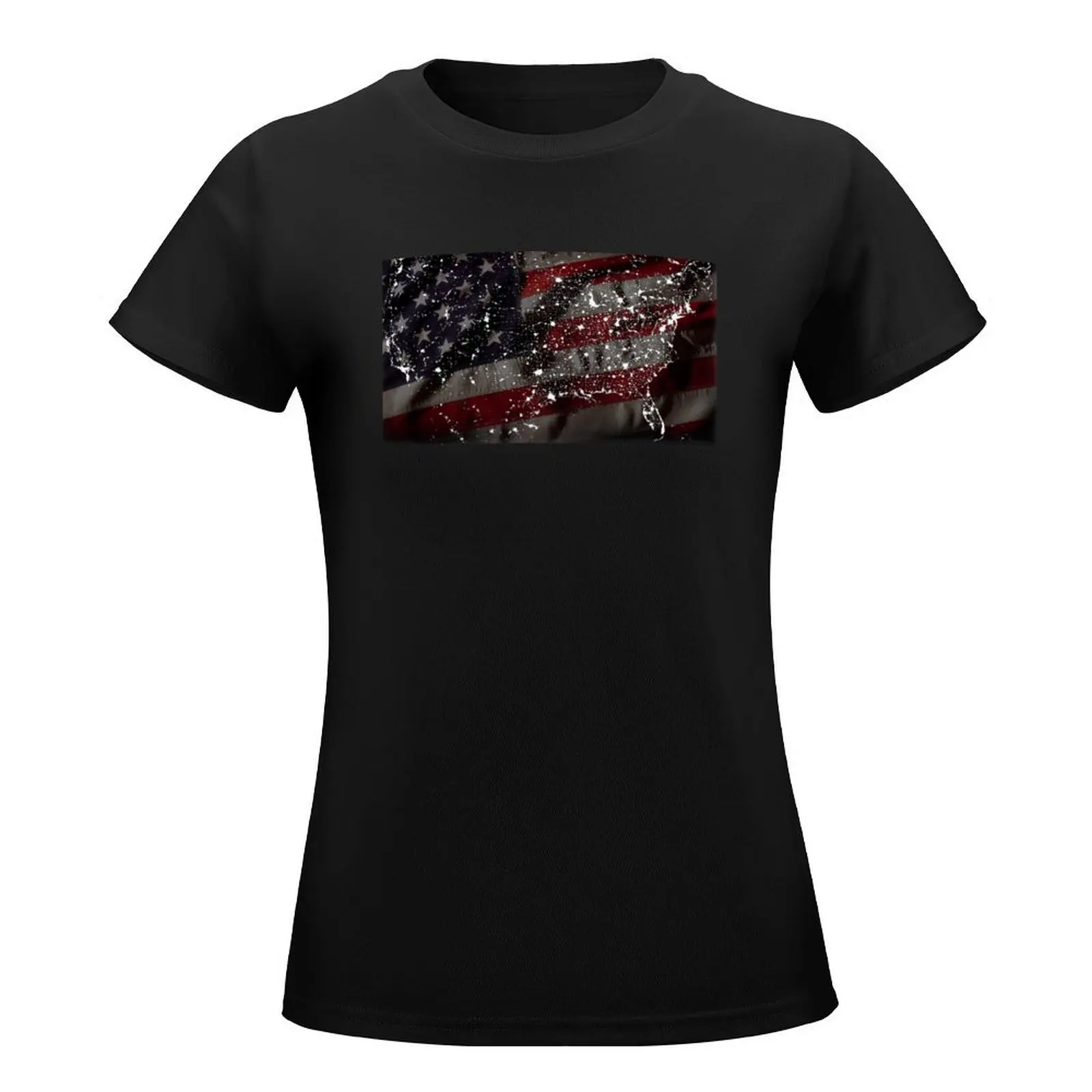 Freedom Night Lights T-Shirt Aesthetic clothing summer top Short sleeve tee rock and roll t shirts for Women