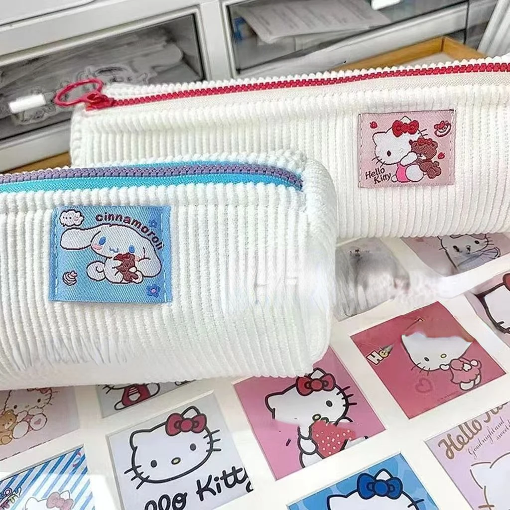 Sanrio Kuromi My Melody Cinnamoroll Hello Kitty Pencil Bag Student Cream School Stationery Large Capacity Cartoon Pencil Case