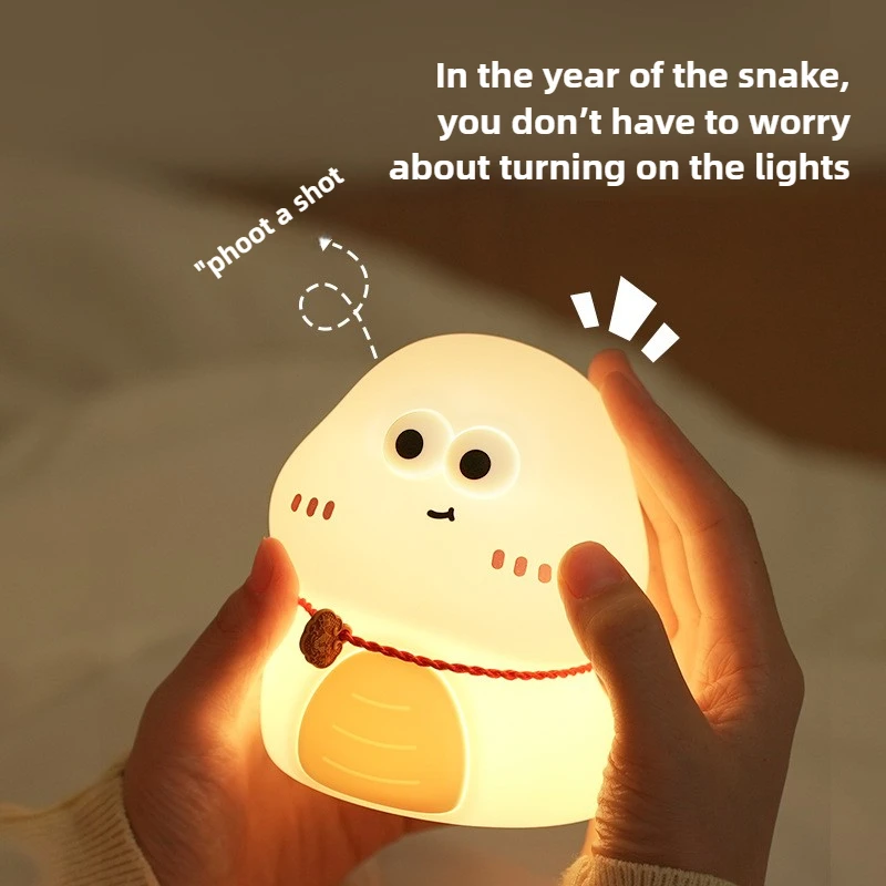 Little Snake Fun Light USB Charging Voice Cute Silicone Patting Light LED Sleep Companion Colorful Atmosphere Timed Night Light