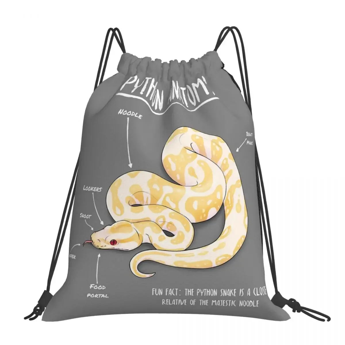 Albino Python Anatomy Backpacks Portable Drawstring Bags Drawstring Bundle Pocket Sports Bag Book Bags For Man Woman Students