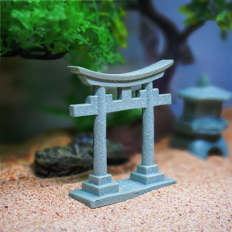 Torii Gate Japanese Aquarium Decor Miniature Ornament Garden Shrine Shinto Landscape Sandstone Micro Decoration Simulation