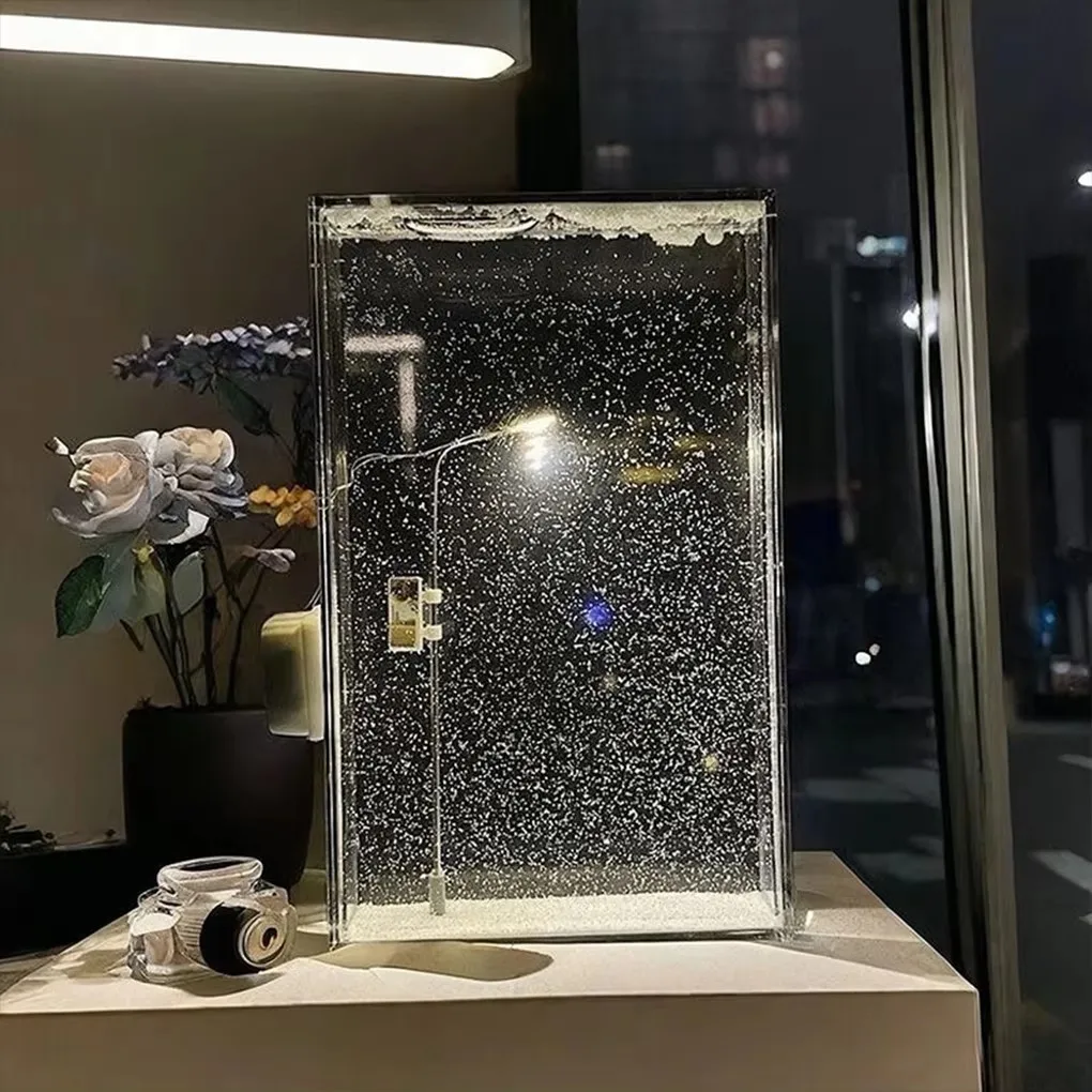 DIY Sneeuwscène Nachtlampje Bureaulamp Kerstknutsels Besneeuwde Nachtlamp Decor Kunst en Ambachten Nachtstraatlampen Nieuwjaarscadeau