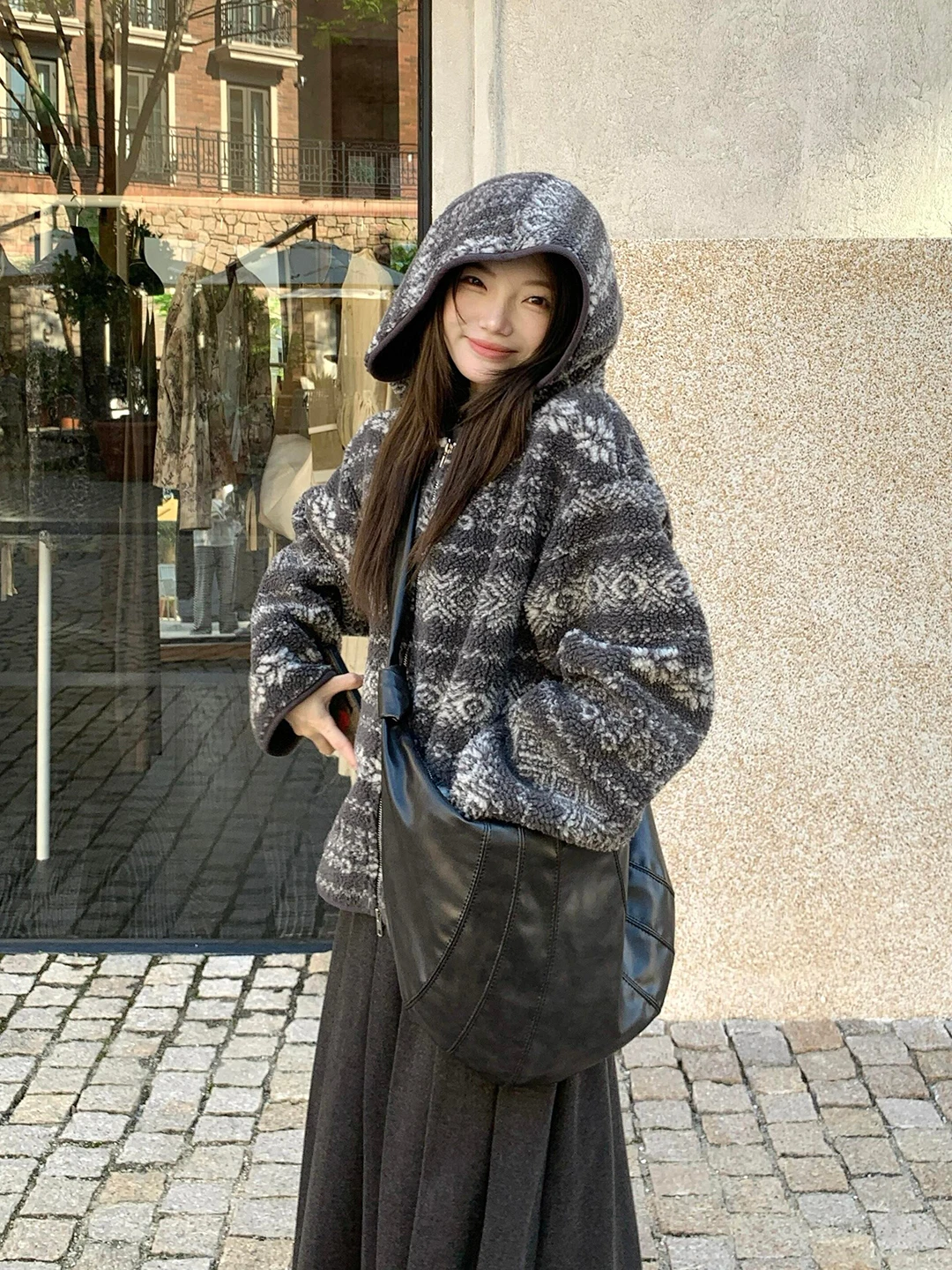 Thickened Hooded Cotton Jacket for Men And Women Winter Warm Outerwear Retro American Style Fleece Lined Cotton Vest