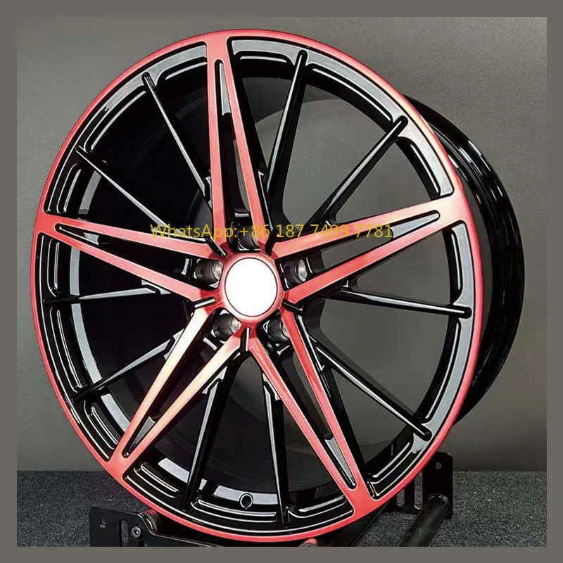

Высокопроизводительное спортивное колесо 18 19 20 дюймов 5X112, глянцевое черное с красными спицами, подходящее для. ... Кованый алюминиевый обод колеса