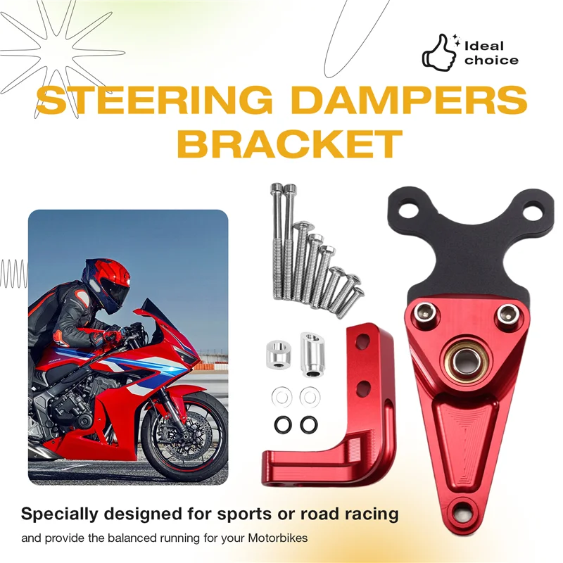 P-Premium-Kit staffa di supporto ammortizzatore di sterzo per moto per Honda CBR650R CBR 650R 2019-2024 - Gruppo supporto stabilizzatore Rosso