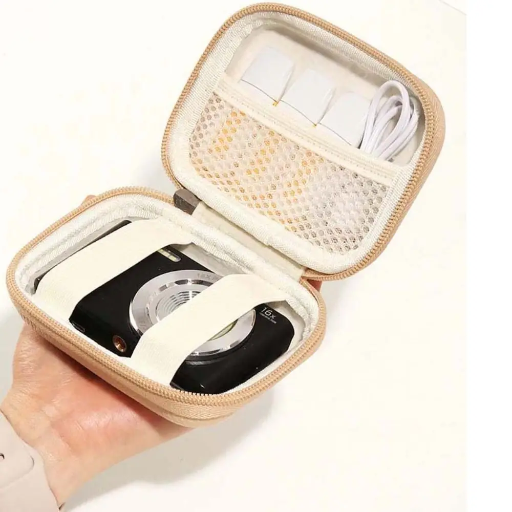 PU Leather Digital Camera Case Shockproof Hard Shell Cameras Storage Holder Waterproof Earphone Data Camera Carrying Bag SD Card