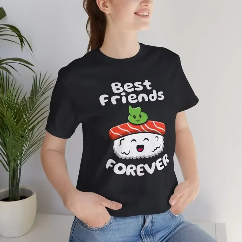 Lustiges Sushi-Wasabi-Wortspiel-T-Shirt „Best Friends Forever“ für Liebhaber und Japanisches-Essens-Enthusiasten