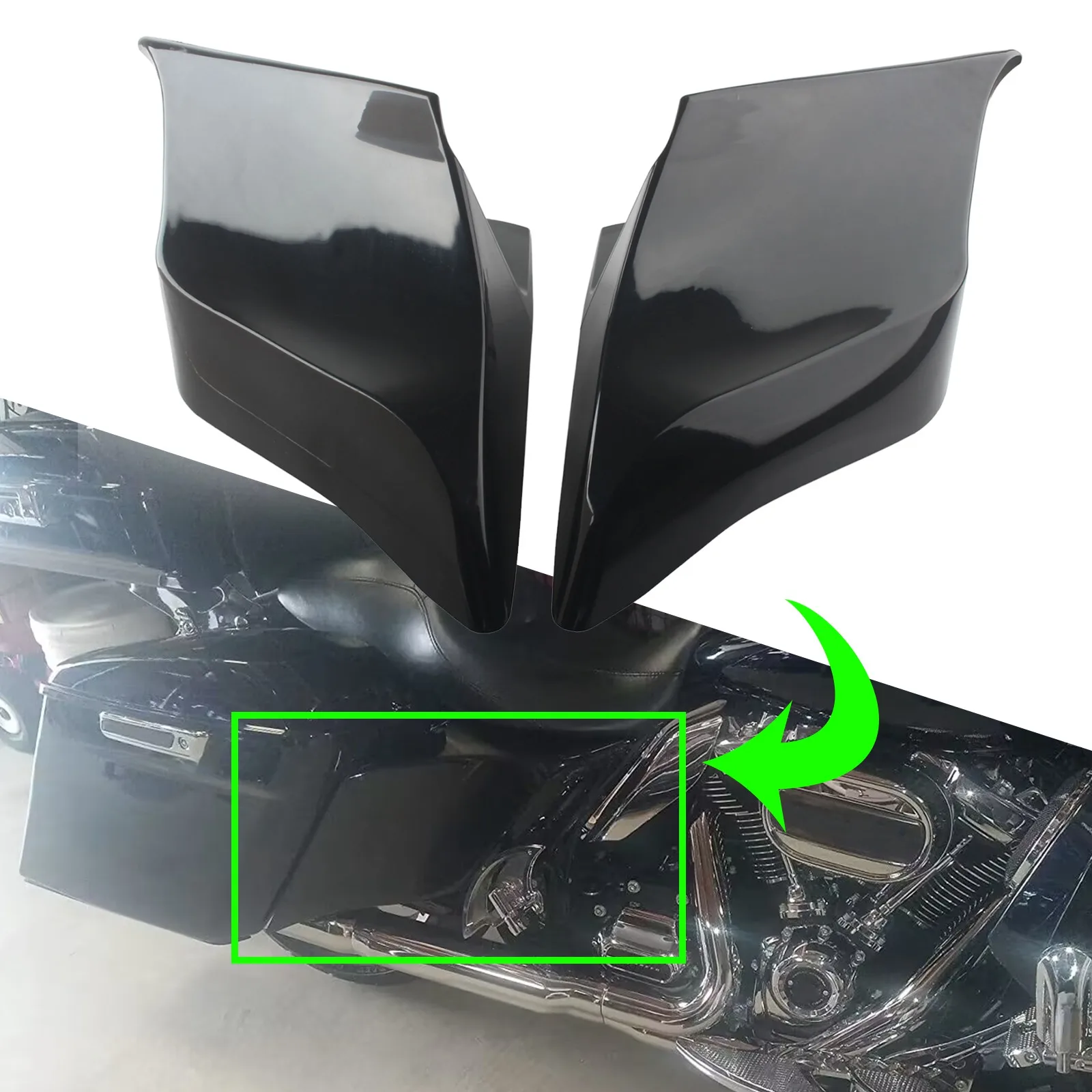 Unpainted Black Extended Side Cover Stretch Panel For Road King FLHR For Road Glide Ultra Limited CVO Street Glide
