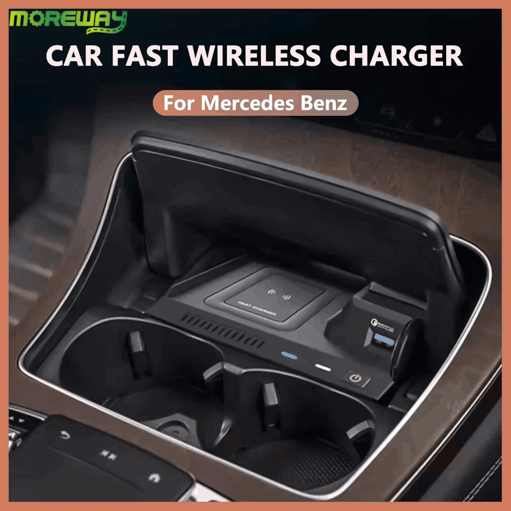 15w Car Fast Charging Wireless Charger For Mercedes Benz C Class W205 AMG C43 C64 GLC43 GLC63 X253 Phone Holder Accessories