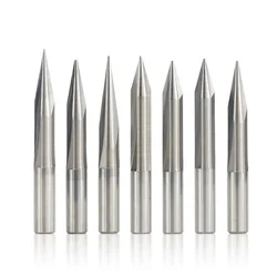 1pc 6mm Rod 15/20/25/30 Degrees V Shape End Mill Tip 0.3-1.0mm 2 Flute Cnc Carving Bit Wood Pvc Acrylic Engraving