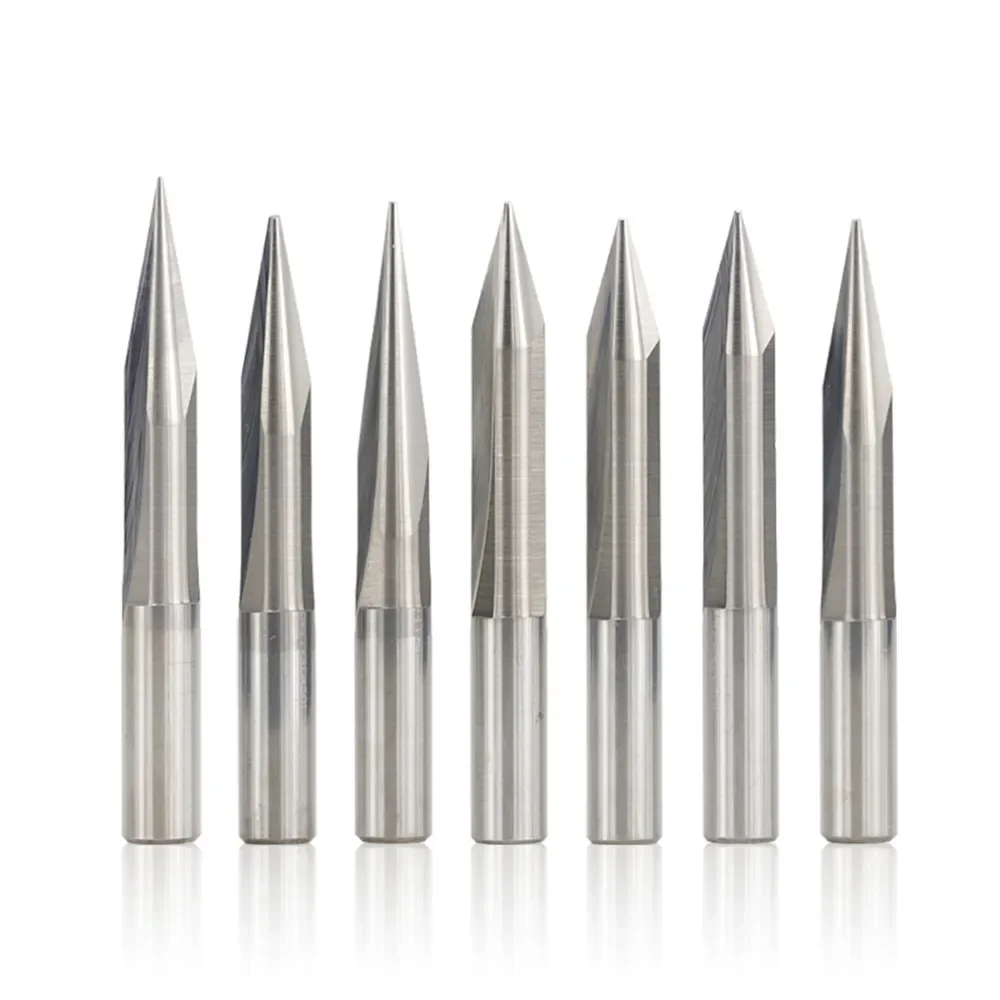 1pc 6mm Rod 15/20/25/30 Degrees V Shape End Mill Tip 0.3-1.0mm 2 Flute Cnc Carving Bit Wood Pvc Acrylic Engraving