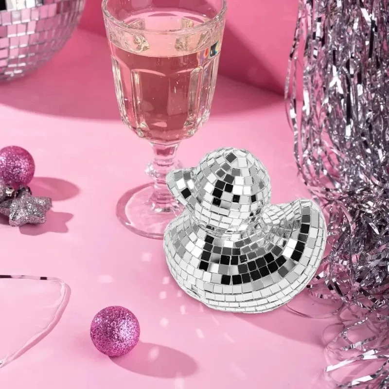 Disco Mirror Duck Ornament Reflective Glass Decor Statue Retro Home Tabletop Decoration For Bedroom Bar Party Atmosphere Layout