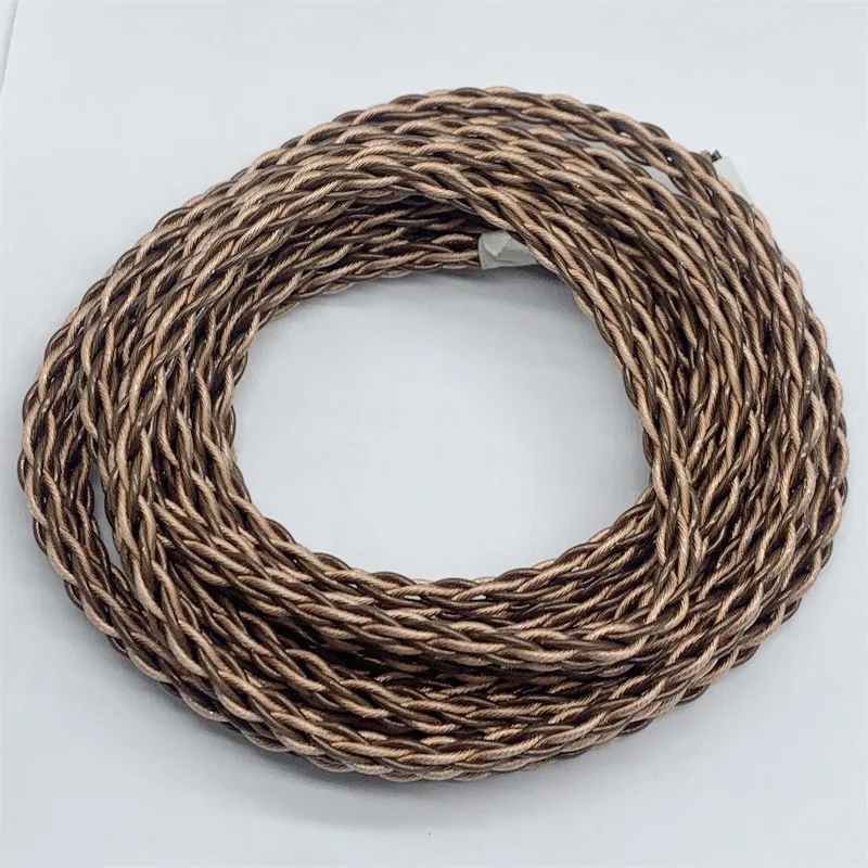 8-strand round braided 7N single crystal copper mixed braided headphone upgrade line single-strand 63core OD:6.0mm 1m