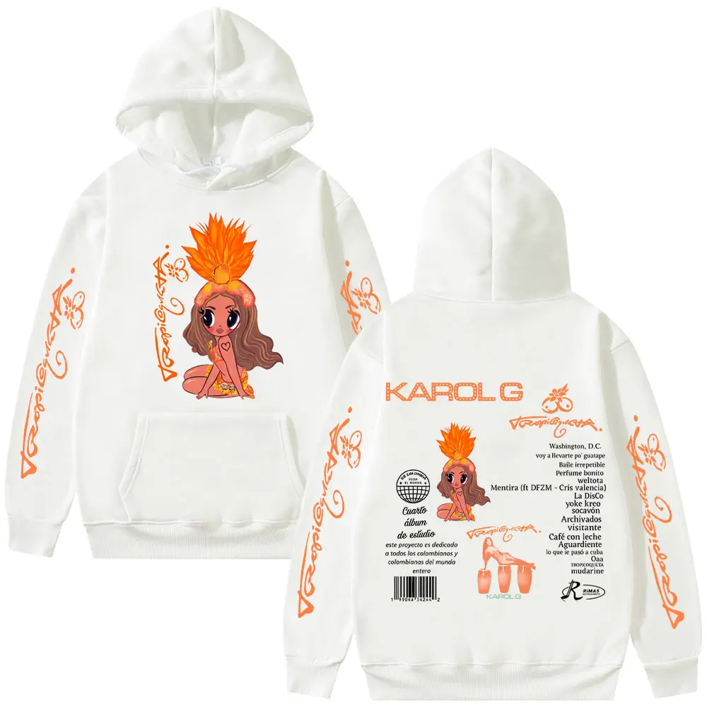 Singer Karol G Tropicoqueta 2025 Hoodie Men Women Hip Hop Fashion Pop Music Hooded Sweatshirt Casual Cotton Vintage Streetwear