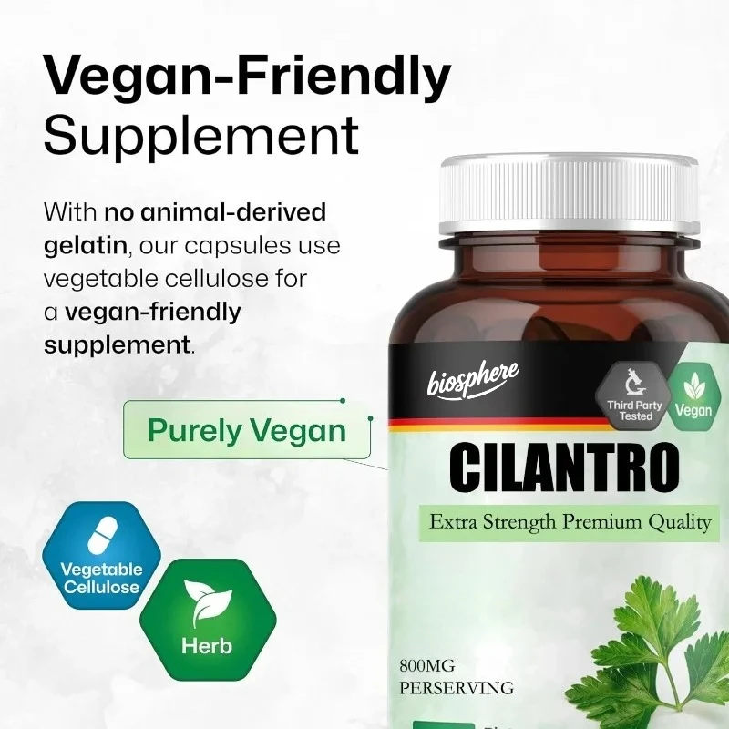 

Капсулы Cilantro 800 мг богатые антиоксидантами и натуральными очищающими средствами - 60 капсул.