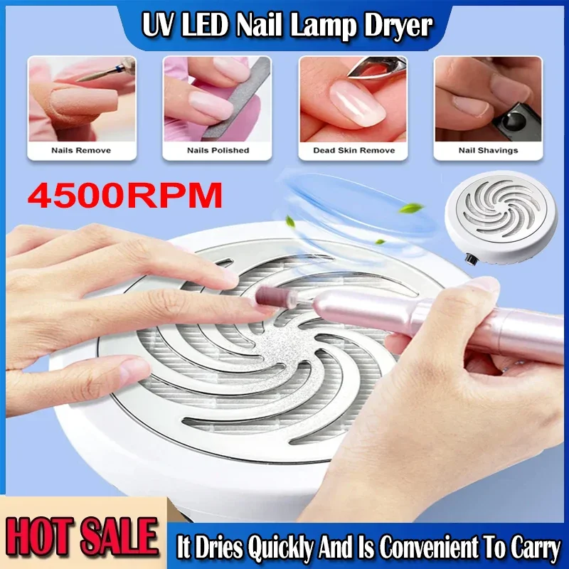 

45000 RPM Super Suction Nail Dust Collector Powerful Nails Dust Extractor Nail Art Manicure Fan Vacuum Cleaner And Filter
