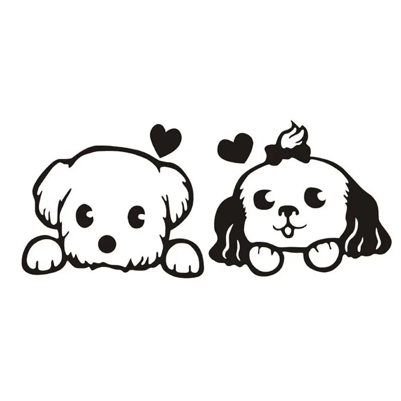 

Car Stickers Fashion Fun Cartoon DOG Car Decoration Accessories Decals Creative Sunscreen Waterproof Black and White, 32cm*14cm
