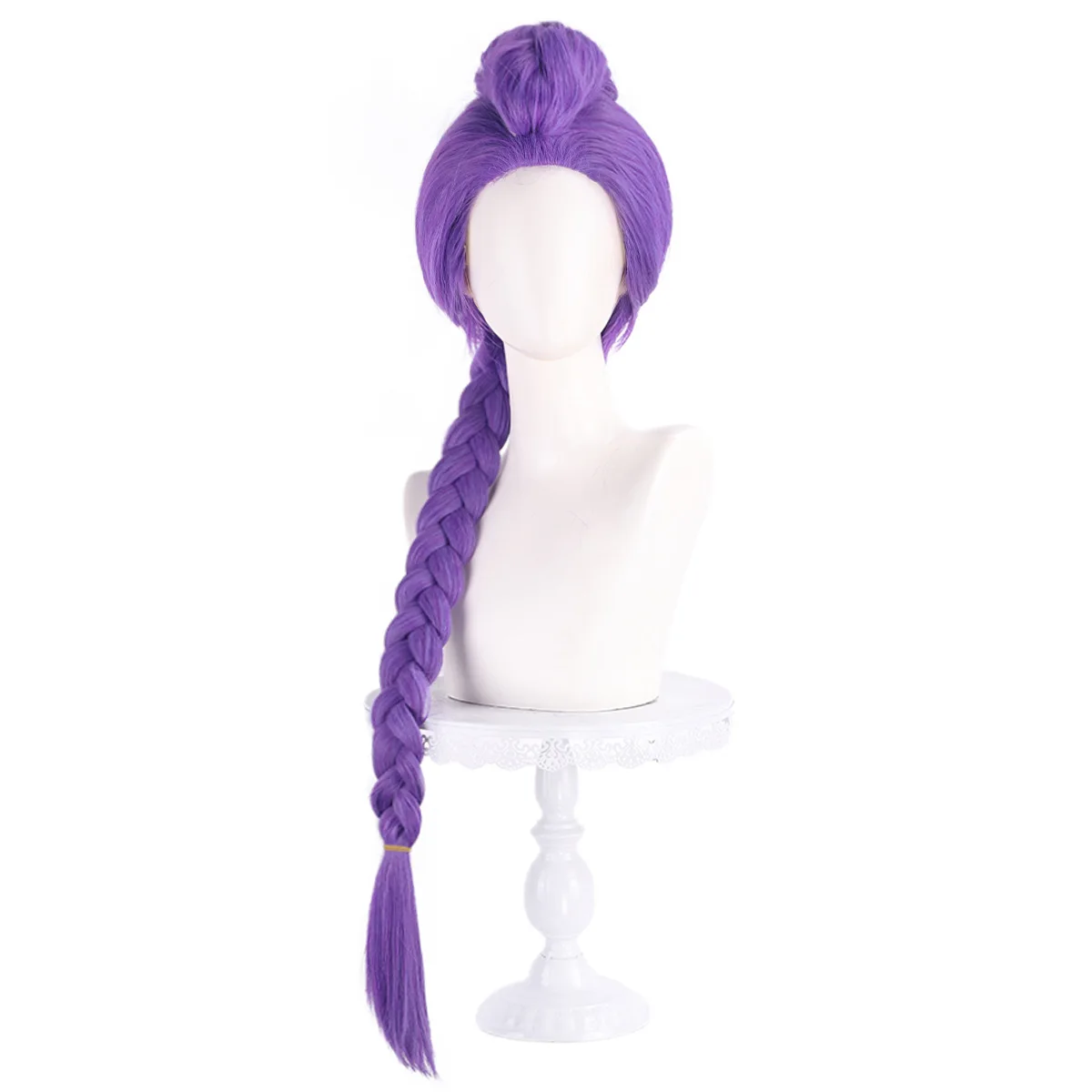 Rumi Cosplay Perücken für Kinder KPop Demon Hunters Charakter Perücken Mädchen Lila 60 cm Langes Zopfhaar Anime Film Kostümzubehör