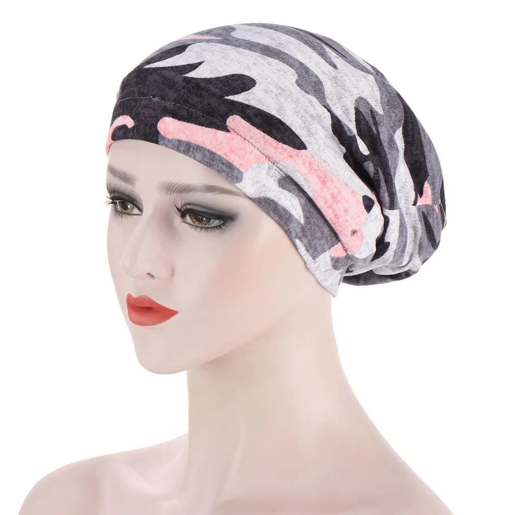 6 Color Printed Flower Cap Satin Night Sleeping Cap Women Hijab Leopard Bonnet Ladies Headscarf Convenient Hat Wrap