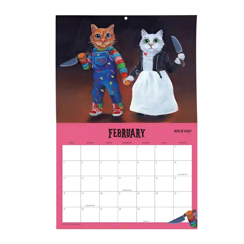 12 Month 2025 Scary Cats Wall Calendar Funny Cat Monthly Calendar for Home Living room Bedroom New Year Decor Calendar Planning