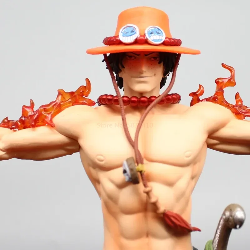 28cm One Piece Anime Flame Ace Figure Collection Scene Gk Action Figurine Pvc Model Toy With Light Decoration Ornament Doll Gift