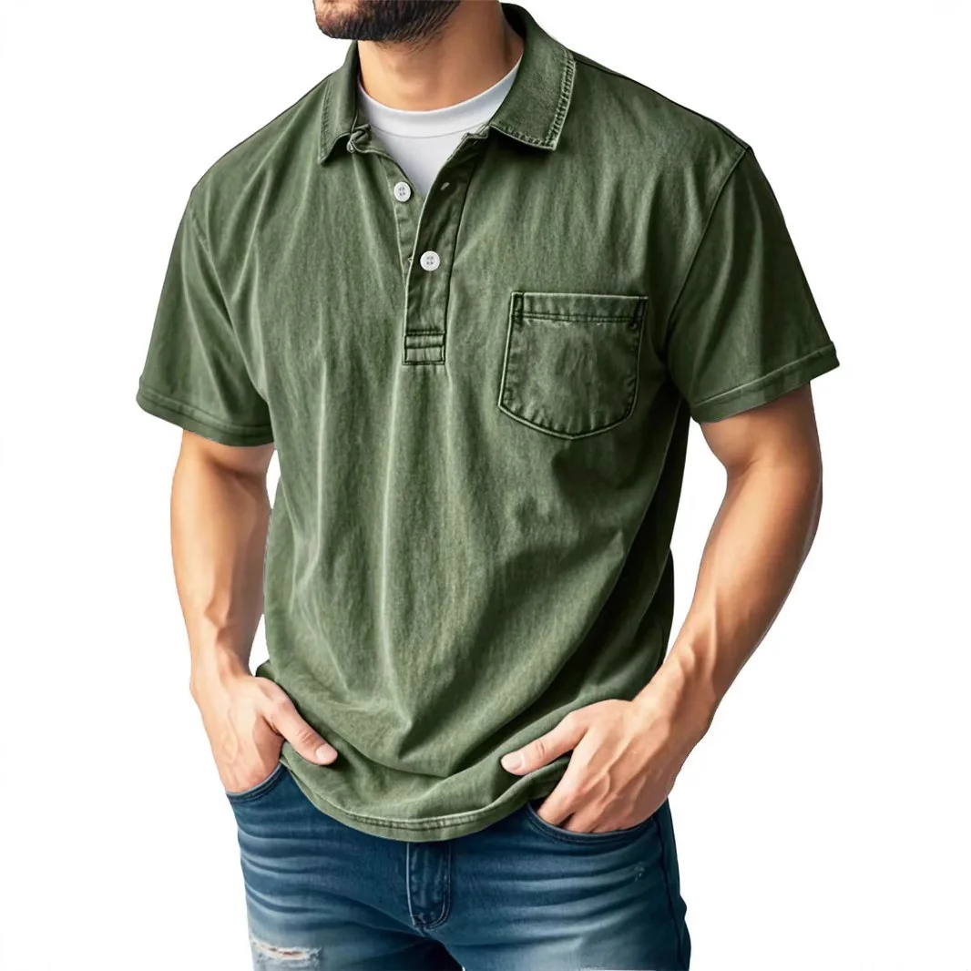 

2025 New Men's Casual Short Sleeve Shirt Button down Collar Versatile Comfortable Fit Business Style Pure Color Spring Wear