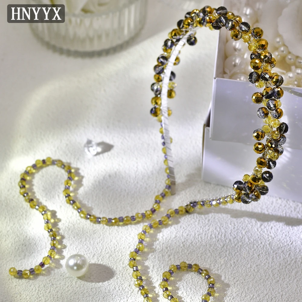 YouLaPan Elegancka, ręcznie robiona opaska do włosów dla panny młodej, złote koraliki, frędzle, damska ozdoba na bankiet, imprezę taneczną, do noszenia na co dzień, model YXA11