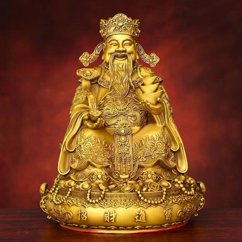 Feng Shui Copper God of Wealth Ornament Tor Yuanbao Living Room Company Treasure Pot Decor