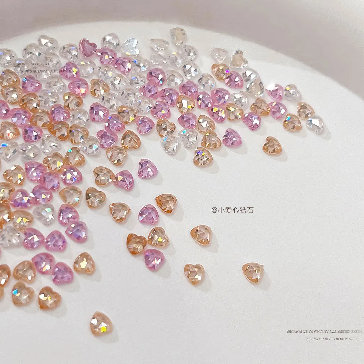 20 stücke Koreanische Liebe Zirkon Nail art Charms Nagel Zubehör Super Flash Bunte Pfirsich Herz Flache Mini Nagel Diamant 3D Dekorationen