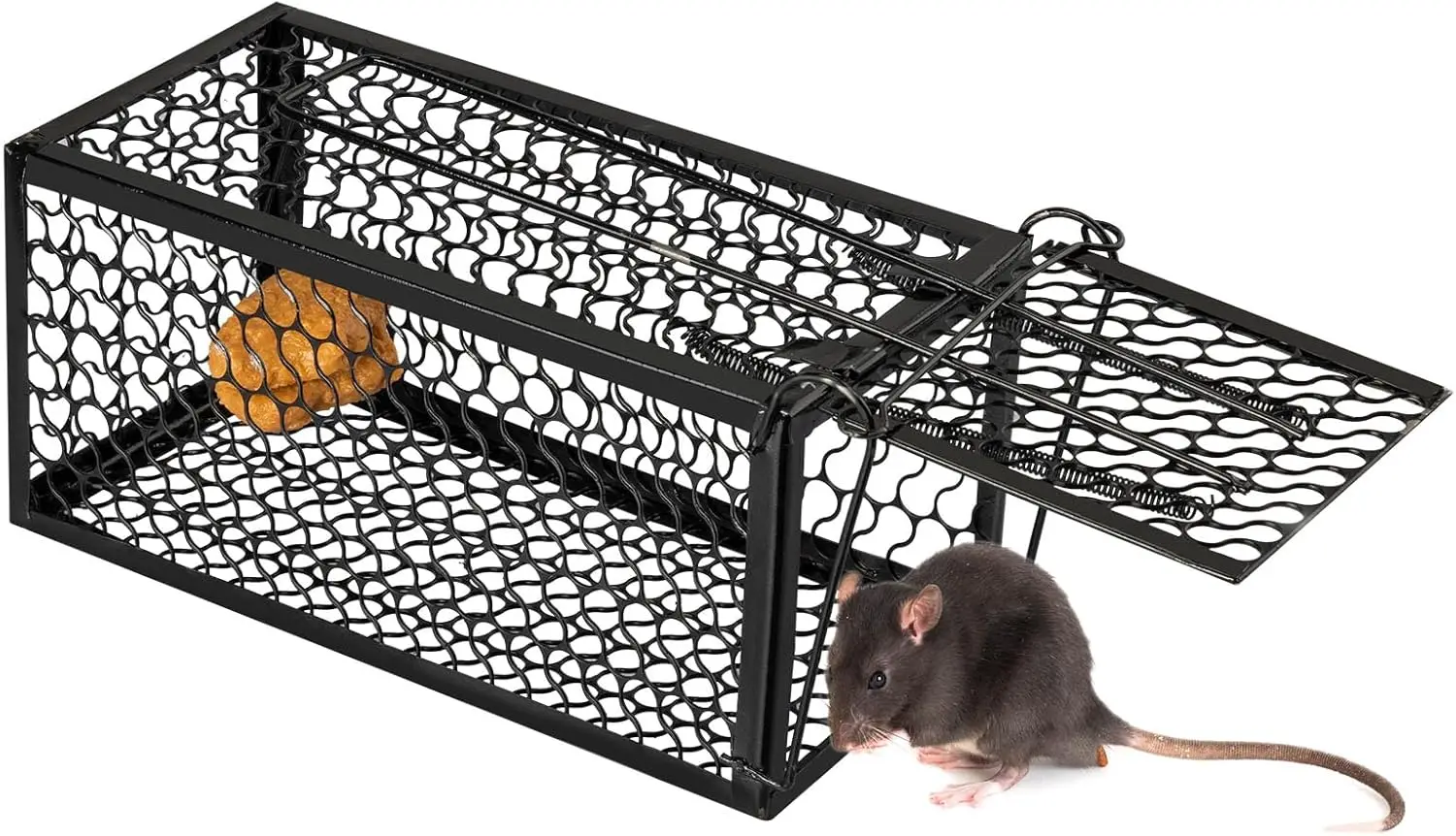 

Live Humane Mouse Trap Cage 9.1x4.5x4.5 Inches for Mice Voles Hamsters Squirrel Easy Catch Release Black