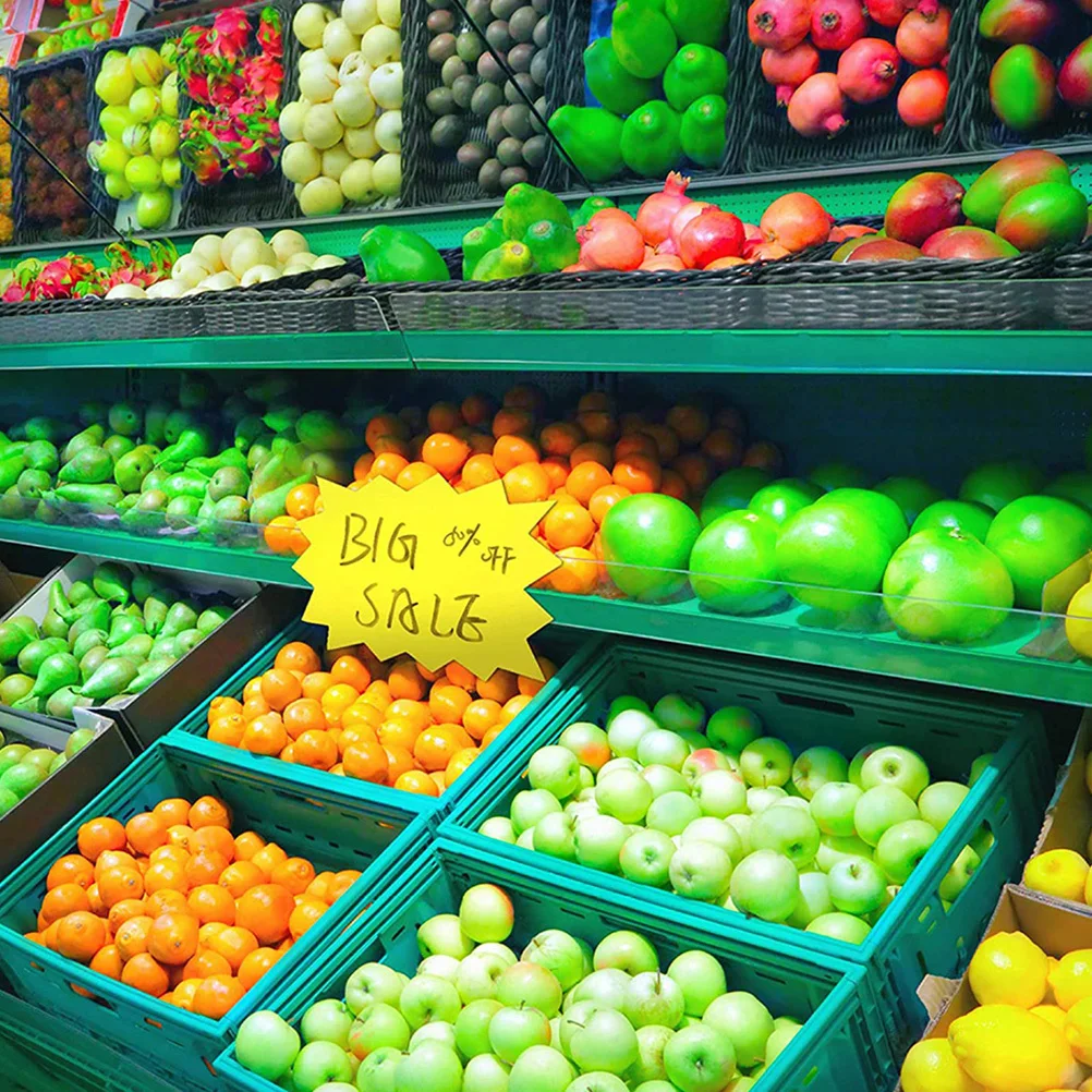 Selbstklebende Notizen, Preisschild-Aufkleber für Einzelhandel, Supermarkt, Preisschilder, platzenförmige, leere, fluoreszierende Papierschilder