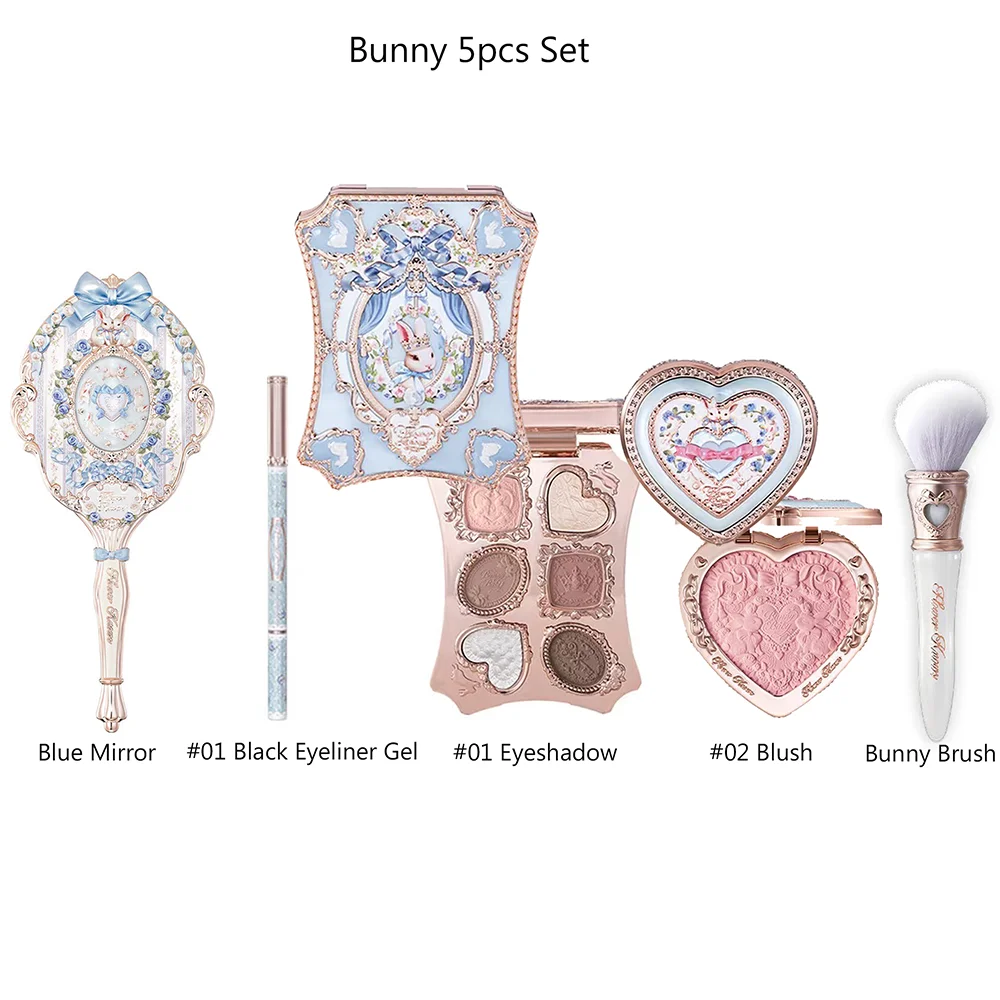 flower-knows-bunny-collection-makeup-set-eyeshadow-palette-blush-lip-gloss-makeup-bag-matte-glow-shimmer-eye-shadow-kit