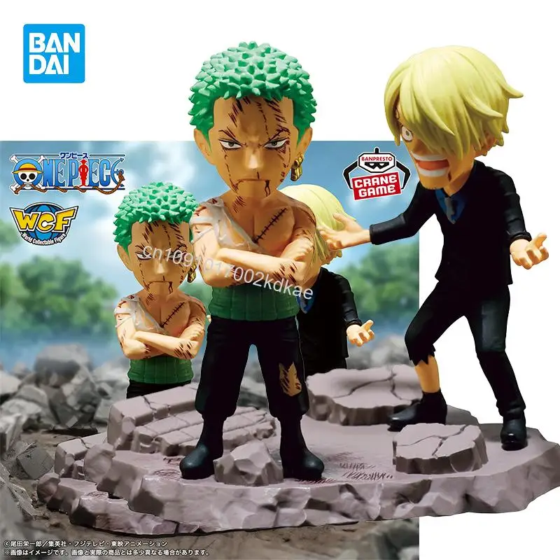 

В наличии Bandai Original ONE PIECE WCF LOG STORIES Sanji Roronoa Zoro около 8 см Фигурки Коллекция Модель игрушки Рождество