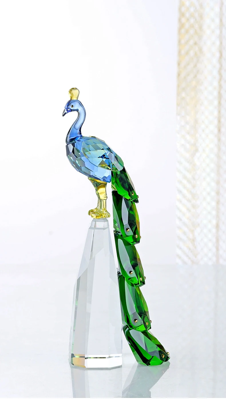 Pfauen-Skulptur-Ornament, Kristall-Bastelstatuen, luxuriöses Kunstwerk, Desktop-Dekoration für das Wohnzimmer, nordische Raumdekoration, kreative Geschenke – Detail 5