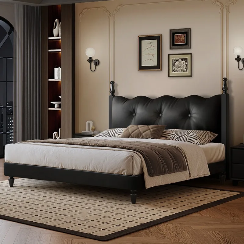 

Medieval Nordic solid wood bed Modern simple double bed Retro French bed