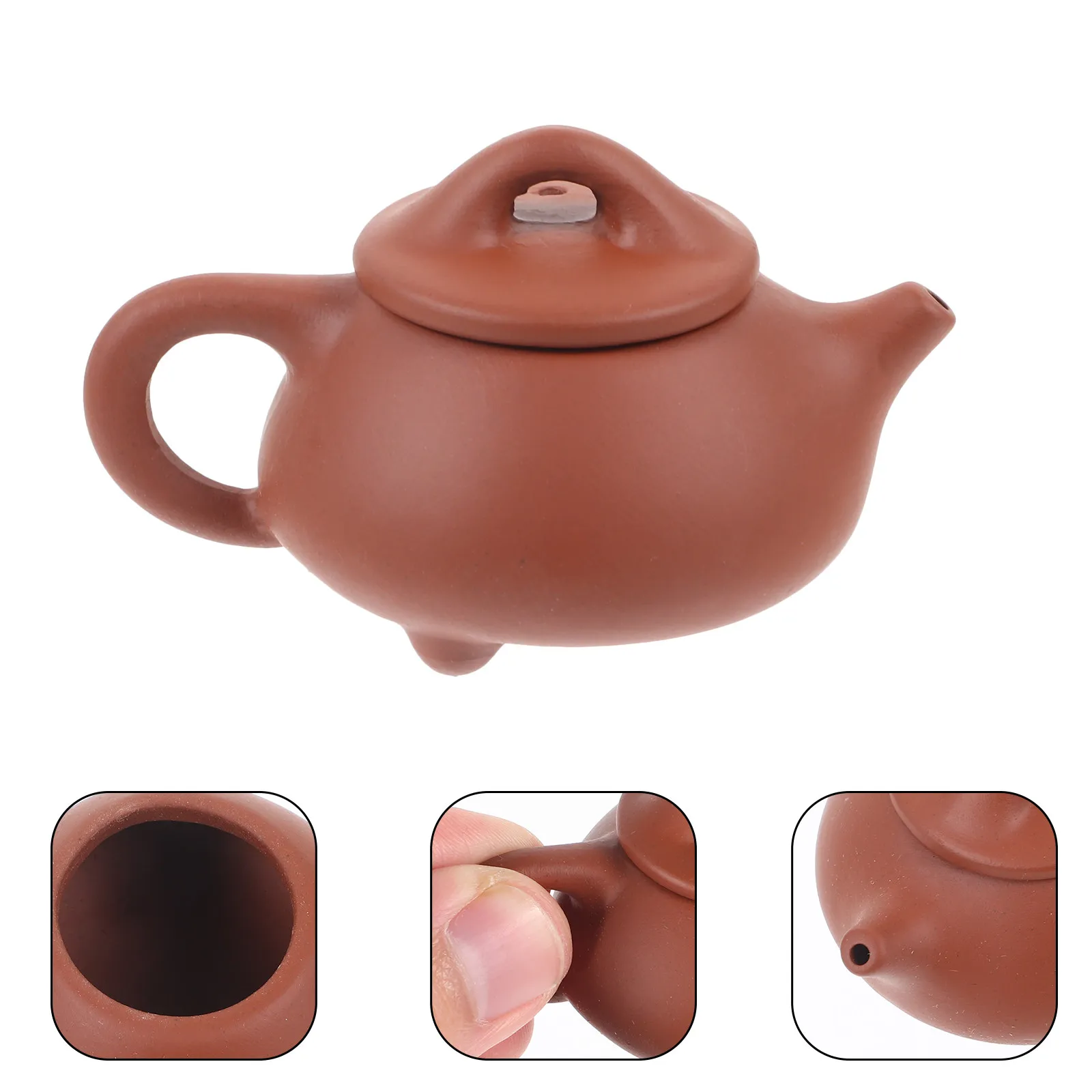 Mini Purple Clay Teapot Tea Pet Ornament Handcrafted Heat Retaining Moisture Preserving Portable Desktop Tea Room
