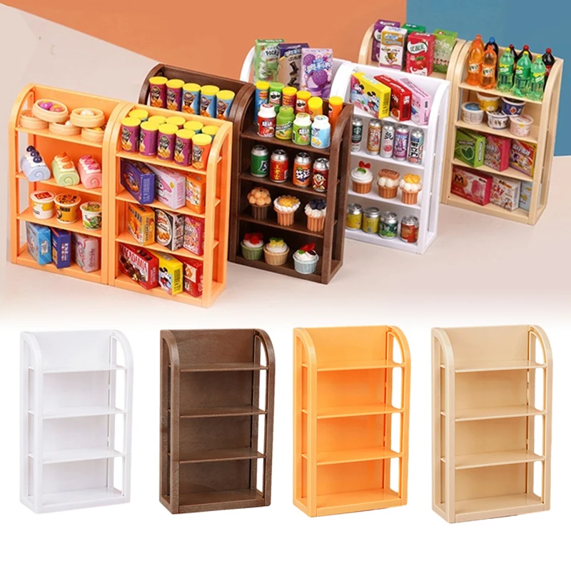 1:12 Dollhouse Miniature Supermarket Empty Shelf Mini Display Stand Storage Rack Model Toy Doll House Scene Decor Accessories