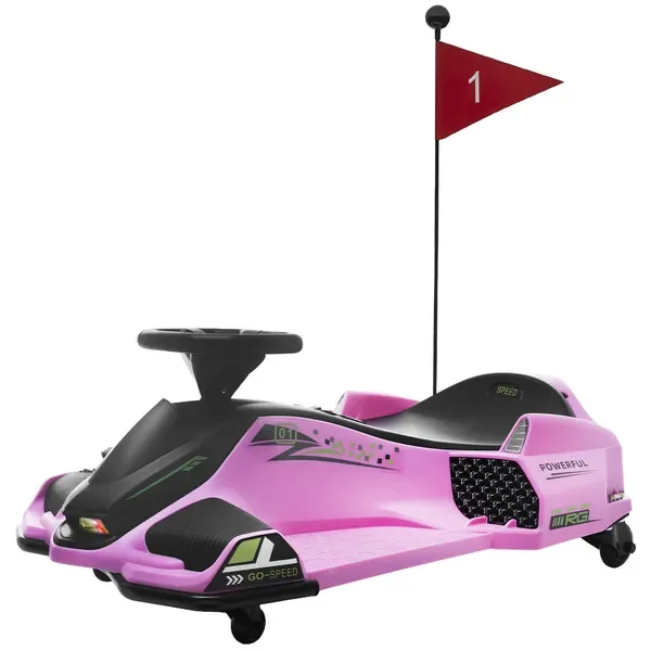 

12V Electric Drifting Go Kart w/ Slow Start, Music, Lights, Pink
