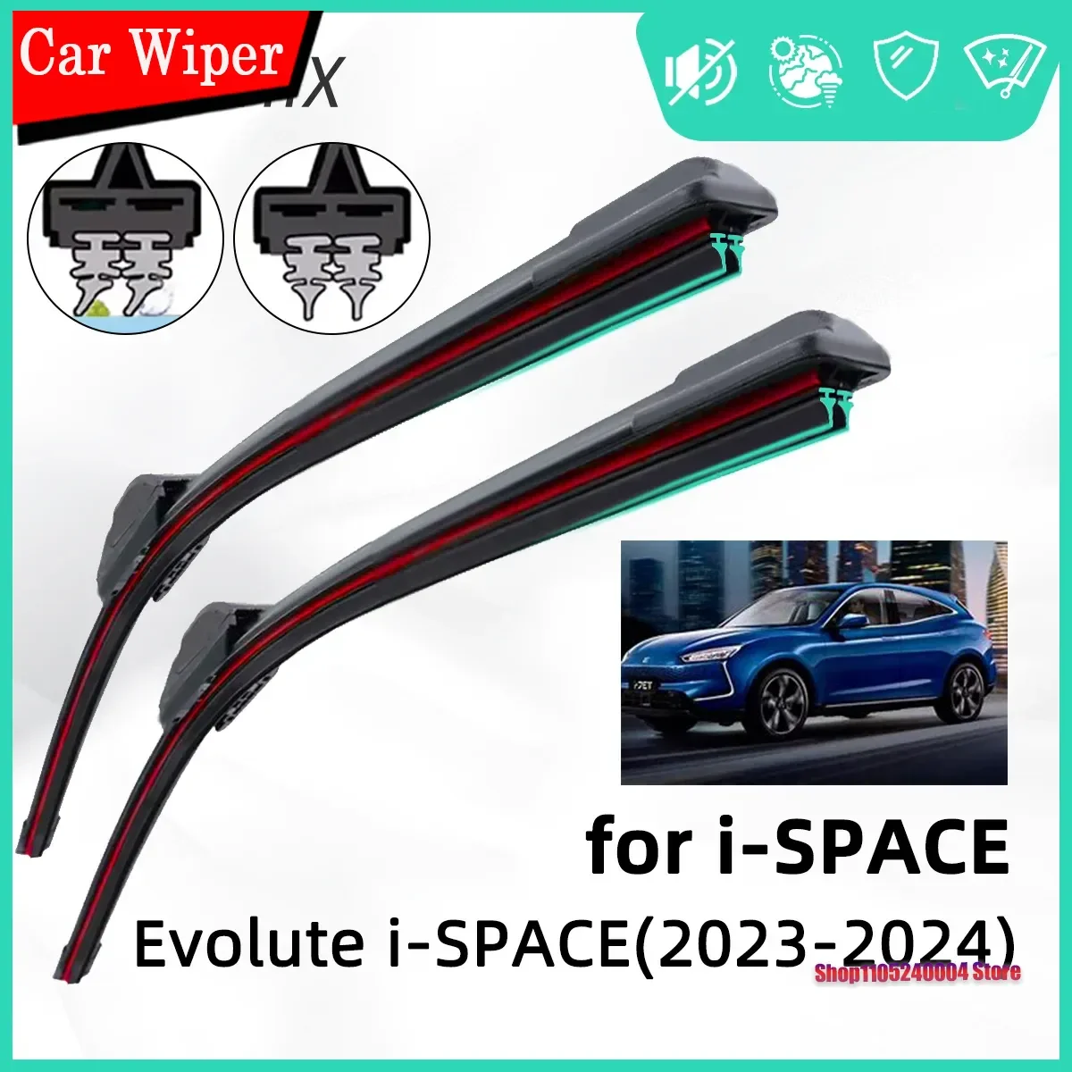 

Car Front Rear Wiper Blades 24 Inch 18 Inch Rubber Wiper Cutter Accessories For Evolute I-SPACE 2023-2024