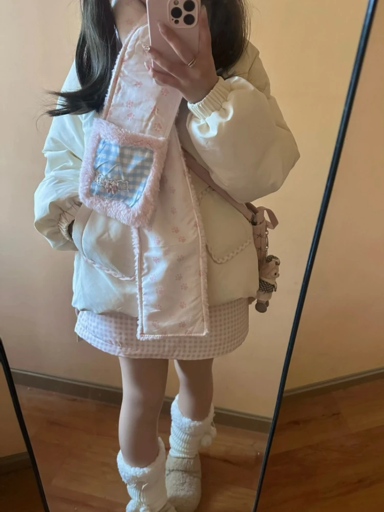 

2000-е годы Эстетическое винтажное стеганое пальто на пуговицах для женщин Y2k Зимний дизайн с длинным рукавом и меховым воротником Верхняя одежда Повседневная ретро Новый пуховик