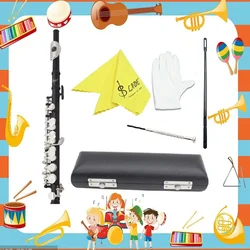 SLADE Black Piccolo Flute C Key Half-size  Black  Flute Instrument with Case Cleaning Cloth Parts Cupronickel Piccolo Flute