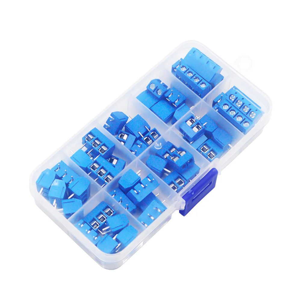 50 Pcs/BOX Pitch 5.0mm Straight Pin 2P 3P Screw PCB Terminal Block Connector 10A 300V 24-18AWG